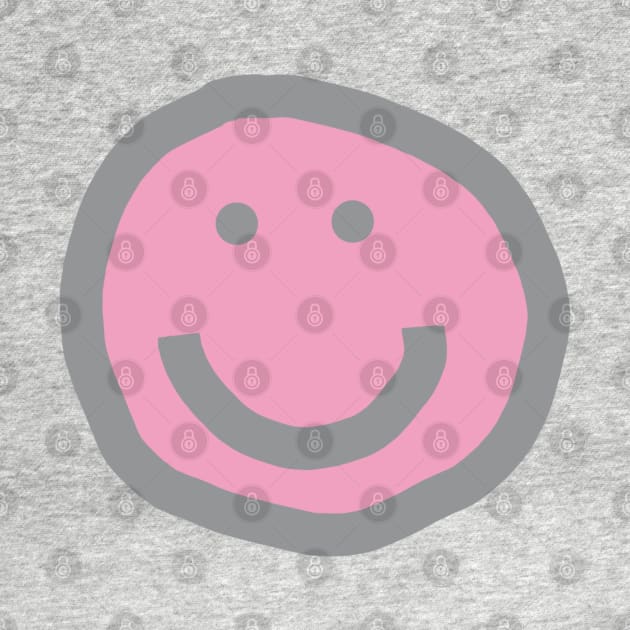 Prism Pink Round Happy Face with Smile by ellenhenryart